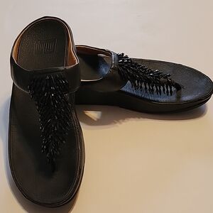 Fitflop black rumba beaded sandals, Size 9